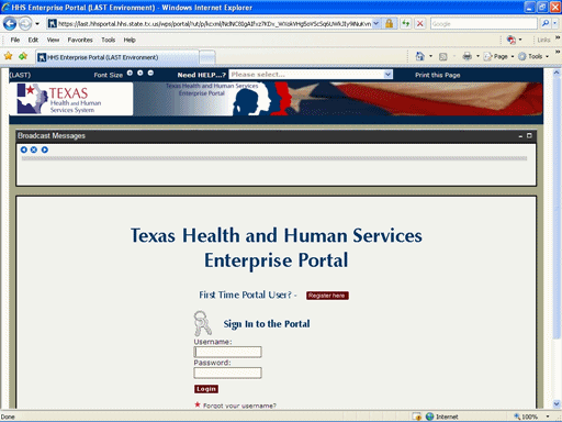 Screenshot of Enterprise Portal Home page